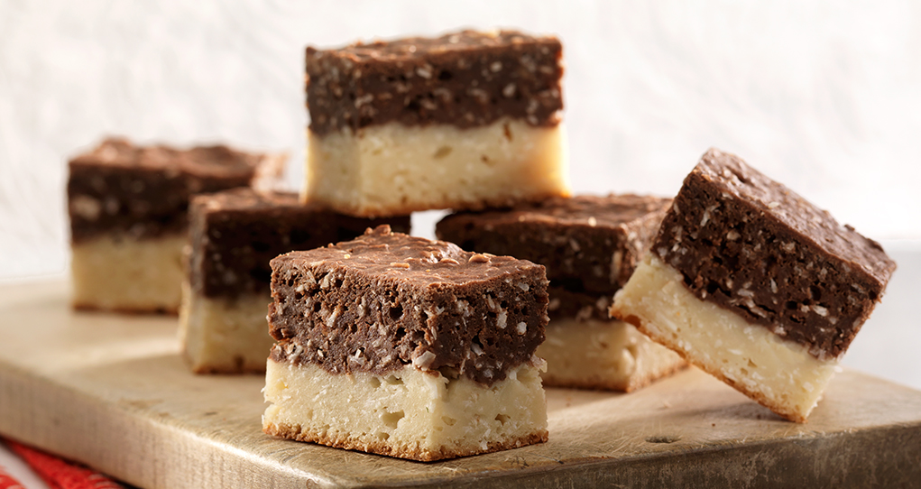 Barres à la noix de coco, au chocolat et à la vanille