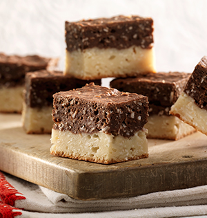 Barres à la noix de coco, au chocolat et à la vanille