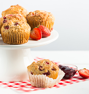 Muffins au yogourt, au miel et aux fraises