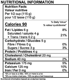 Astro Plain 3% Yogurt Nutrition Label