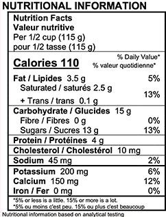 Strawberry Yogurt Nutrition Label