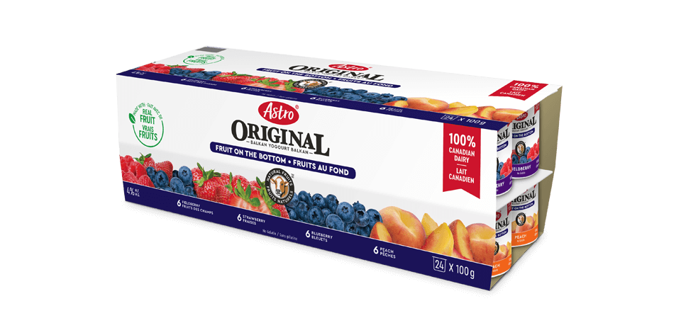 Astro® Original Balkan Fruit on the Bottom Peach / Strawberry / Blueberry / Fieldberry 24 x 100 g