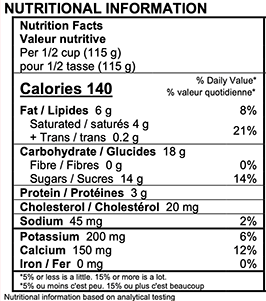 Cappuccino Yogurt Nutrition Label